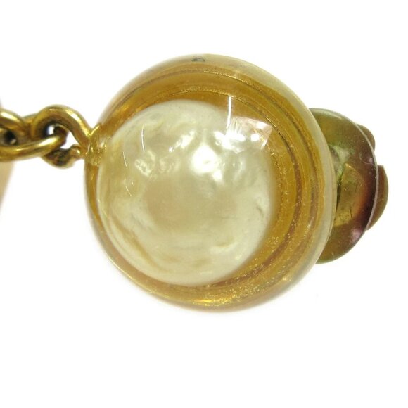 Chanel Artificial Pearl Dangle Earrings Clip-On Acrylic - Picture 3 of 5